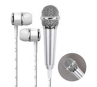 Nakw88 Mini microphone Plug and Play pour téléphone portable, mini microphone avec écouteurs pour karaoké à la maison, Pas de zéro, Argenté., Taille unique