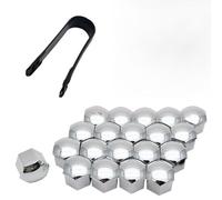 NALANH 20Pcs Cache Écrou de Roue pour Porsche Cayenne 9PA 2002-2010, Couvre Boulon de Roue Hexagonal Protection Jante avec Outil d'Extraction Dépose,Silver-19mm