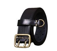 NALANY Boucle à Deux Branches Ceinture à œillets en Cuir, pour Le Travail Ou Les Loisirs, Ceinture à 3 Trous pour Femmes Et Hommes Unisexes(120cm/waist:41", Black)