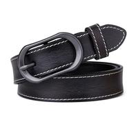 NALANY Ceinture en Cuir à La Mode avec Boucle Classique à Large Cercle Ceinture à Point Lisse Ceinturon De Loisir pour Hommes Et Femmes(110cm/43, Black)