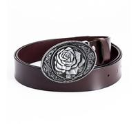 NALANY Ceinture En Cuir Pour Hommes Avec Fleur De Gravée Corde Vintage Rose Design Des Bords Snap on Antique Western Boucle Ovale Ceinturon Pour Jeans(125cm/49, Brown)