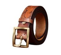NALANY Ceinture Gaufrée pour Femmes Et Hommes Ceinturon Unisexe Ceinture en Cuir De Vachette Gravé, épaisseur 5mm, Boucle à Ardillon(100cm/waist:33", Brown)