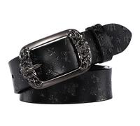 NALANY Ceinture Gaufrée Western Bracelet Papillon Gravé 33mm De Large Boucle Fleur Creuse Sculptée à Trous Multiples, Options Multi-Styles(135cm/53, Black)