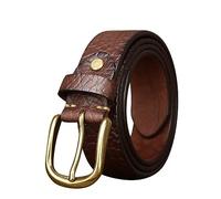 NALANY Ceinture Habillée à Motif Crocodile pour Hommes,Cuir De Vache Véritable Fait à La Main, Designs Classiques Et à La Mode, épaisseur De 5 Mm Boucle à Ardillon Doré(105cm/waist:35", Coffee)