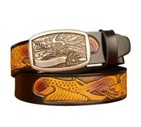 NALANY Ceinture Homme Cuir avec Boucle d'aigle en Argent À Cliquet Automatique,Ceinturon À Motif d'aigle De 35mm De Large pour Costume d'affaires Et Jeans(115cm/45, Black)