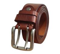 NALANY Ceinture Vintage en Cuir Véritable pour Hommes, Ceinture à Double Rangée De Trous élargis, Ceinturon De Travail en Jean 2 Trous évidé Ajustable(120cm/47, Reddish Brown)