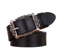 NALANY Ceintures Western pour Femmes Hommes Cowboy Cowgirl Ceinturon en Cuir Gravé Floral Boucle Gaufrée Vintage Convient à La Vie De Tous Les Jours(110cm/43, Black)