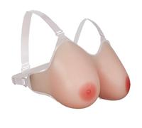 NALANY Mammaire en Silicone avec Sangle D'épaule Faux Seins à Bretelles Plaque Poitrines Goutte d'eau Prothèse De Mastectomie Transgenre Crossdresser Cosplay(500g/Piece, Nude)