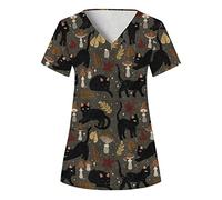 NaLatia 2025 Haut Décontracté et Imprimé Animal pour Femme de Travail Décontracté Manches Courtes Col en V Imprimé Animal Femme Blouse Medicale Uniforme Médical Infirmière,Médecins, Vétérinaire