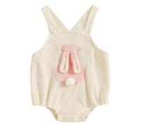 NaLatia 2026 Costume de Pâques Ma première tenue de Pâques pour bébé fille garçon Body sans manches avec sangle en tricot lapin lapin Combinaison vêtements d'été (beige, 0-3 mois)