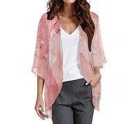 NaLatia Cardigan Boléro Long Femme en Mousseline D'été Haut à Manches 3/4 Gilet Chic et Élégant Châle Décontracté Léger Open Front Cover Up Soirée Mariage Plage Beachwear Top