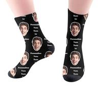 NaLatia Chaussettes Personnalisées Photo Visage - Cadeau Émotionnel Unique pour Fête des Pères, Homme/Petit ami - Chaussette personnalisé photo