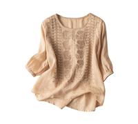 NaLatia Chemisier ample en gaze paysanne bohème décontracté brodé graphique floral 2024 chemise indienne à volants pour femmes âgées d'été tendance rétro dentelle printemps mignon