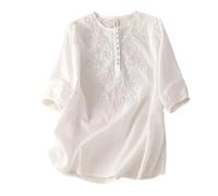 NaLatia Chemisier ample en gaze paysanne bohème décontracté brodé graphique floral 2025 chemise indienne à volants pour femmes âgées d'été tendance rétro dentelle printemps mignon