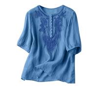 NaLatia Chemisier ample en gaze paysanne bohème décontracté brodé graphique floral 2025 chemise indienne à volants pour femmes âgées d'été tendance rétro dentelle printemps mignon