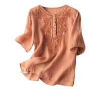 NaLatia Chemisier ample en gaze paysanne bohème décontracté brodé graphique floral 2025 chemise indienne à volants pour femmes âgées d'été tendance rétro dentelle printemps mignon