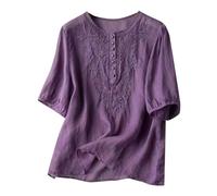 NaLatia Chemisier ample en gaze paysanne bohème décontracté brodé graphique floral 2025 chemise indienne à volants pour femmes âgées d'été tendance rétro dentelle printemps mignon