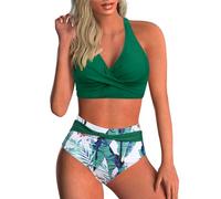 NaLatia Femme Maillots de Bain Deux Pièces Push-up Ensembles Deux pièces de Tie-Dye Chic Taille Haute Bikini Set Col V Élégant