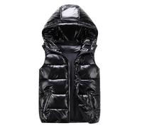 NaLatia Gilet Matelassé avec Capuche Léger Et Brillant sans Manches Veste Femme Brillante De Couleur Unie pour La Randonnée Manteaux sans manche femme