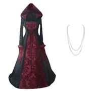 NaLatia Gothique à Capuche Deguisement Femme Robe Bal de Promo Manche Cloche Costumes Vintage Victorienne Renaissance Costume Medieval Rétro Mode