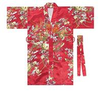 NaLatia Kimono Japonais pour Filles, Robe Yukata Japonaise, Robe Kimono Satin pour Les Enfants, de Soirée de Jeu de Rôle Anime pour Les Filles Mariage Fête Performance