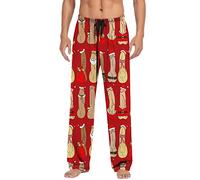 NaLatia Pantalon De Pyjama Homme Bas de Pyjama Homme Noel Pantalon de Pyjamas Hommes Bas de Pyjamas Hommes Long Noel Print Moche Wapiti Bonhomme de Neige Arbre de Noël