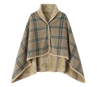 NaLatia Poncho Châle Femme Écharpe Cape Épaissie Elégant Chaud Hiver Foulard Chaud Ouverture Plaid Imprimé Pull Manteau Poncho Tartan Style avec Boutons Couverture à Carreaux Cadeau de Noël