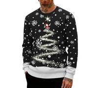 NaLatia Pull de Noel Homme Noël Renne Polaire Hiver Sweat Hiver Décontracté Drole Sweatshirts Automne Moche Confortable Pullover Manche Longue Col Rond Vêtements