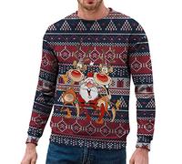 NaLatia Pull de Noel Homme-Pull de Noël 3D Rigolo - Cadeau Homme Femme Père Noël Renne Drôle Ugly Christmas Jumper Cerf Sweat Shirt