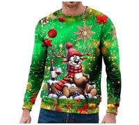 NaLatia Pull de Noel Homme-Pull de Noël 3D Rigolo - Cadeau Homme Femme Père Noël Renne Drôle Ugly Christmas Jumper Cerf Sweat Shirt
