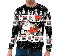 NaLatia Pull de Noel Homme-Pull de Noël 3D Rigolo - Cadeau Homme Femme Père Noël Renne Drôle Ugly Christmas Jumper Cerf Sweat Shirt