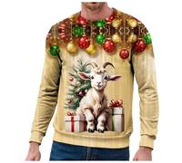 NaLatia Pull de Noel Homme-Pull de Noël 3D Rigolo - Cadeau Homme Femme Père Noël Renne Drôle Ugly Christmas Jumper Cerf Sweat Shirt