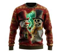NaLatia Pull De Noel Homme,Sweat De Noel Homme Manches Longues Et Col Rond Pull Moche De Noel Drôle 3D Imprimé Créatif de Mode Funny Sweatshirts Jumper Ugly Christmas Sweater Pas Cher