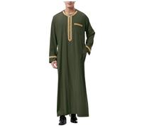 NaLatia Qamis Homme Musulman Caftan à manches longues pour homme en coton et lin