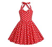 NaLatia Robe Fille de soirée rockabilly années 50 sans manches, dos nu, style rockabilly, Fille robe de fête de mariage