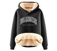 NaLatia Sweat a Capuche Femme Los Angeles Sweats Doublé Polaire avec Poche Chaud Hoodie Sweatshirts Femme Manches Longues Thermique Automne-Hiver Pullover