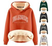 NaLatia Sweat a Capuche Femme Los Angeles Sweats Doublé Polaire avec Poche Chaud Hoodie Sweatshirts Femme Manches Longues Thermique Automne-Hiver Pullover