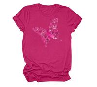 NaLatia Tee-Shirt Octobre Rose pour Femme T-Shirt De Lutte Contre Le Cancer Talon Haut et Ruban Rose Femme Cancer du Sein Cœur Rose Ruban Tshirt