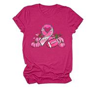 NaLatia Tee-Shirt Octobre Rose pour Femme T-Shirt De Lutte Contre Le Cancer Talon Haut et Ruban Rose Femme Cancer du Sein Cœur Rose Ruban Tshirt