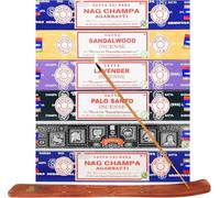 NALE. Incienso Nag Champa Pack 72 Sticks + Quemador Incienso - Aromaterapia - Limpieza Energética de Ambientes: Palo Santo - Lavanda - Sándalo - Agarbatti