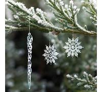 Naler 20 Flocons de Neige décorations de Noël en Forme de Sapin de Noël et 10 Stalactites de Glace Plastique