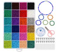 Naler 24000pcs 24 Couleurs 2mm Perles Poney Loisirs Créatifs avec Boîte de Rangement Perles Plastique Transparent pour Couture Bracelets Colliers Créations de Bijoux Enfants