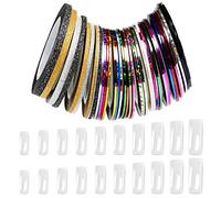 Naler 36 pcs Couleurs mélangées Rouleaux Striping Tape Ligne Nail Art Décoration Autocollant DIY Tips + 20 pcs Gel UV Acrylique Full Cover Faux ongles