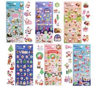 Naler 6 Feuilles Autocollantes Noël 3D, Gommettes Autocollantes Décoratif DIY Scrapbooking Artisanat, pour Sac Cadeau Carte de Vœux Album Journal Papeterie, Stickers Cadeau Fête Enfant