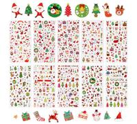 Naler Autocollant Noel,10 Feuilles Gommettes Noel Paillettes Sticker Enfant pour Activités Manuelles,Scrapbooking,Cartes,Albums Photos,Decoration Emballage Cadeau