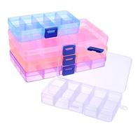 Naler Boîte De Rangement Perles Boite Plastique Bijoux Outils Ajustable à Usages Multiples Récipient aquillage Pilules à Usages Multiples Boîte 10 ou 15 Compartiments