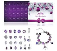 Naler Calendrier de l'Avent Bijoux 2025 Femme Fille Enfant Advent Calendar avec Bracelet Chaîne Perles Alliage DIY Cadeau Noel Ado Fille 6 7 8 9 10 11 12 Ans Violet