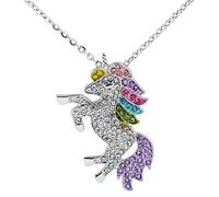 Naler Licorne Fille Collier Enfant pour Jouet Cadeau du Fête ou Anniversaire Bijoux Enfant Fille avec Boîte à Bijoux Pendentif Femme pour Enfant Fille