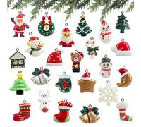 Naler Lot de 24pcs Style Noël Mixtes Pendentifs Breloques DIY Bijoux, Miniature de Résine, Accessoires en Résine, Père Noël Bonhomme de Neige Renne Ours