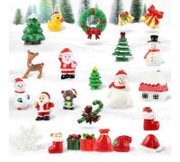 Naler Mini Figurine Noel Resine pour Decoration Noël Miniature,24pcs Petit Personnage pour Deco Table Noel,Cadeau,DIY